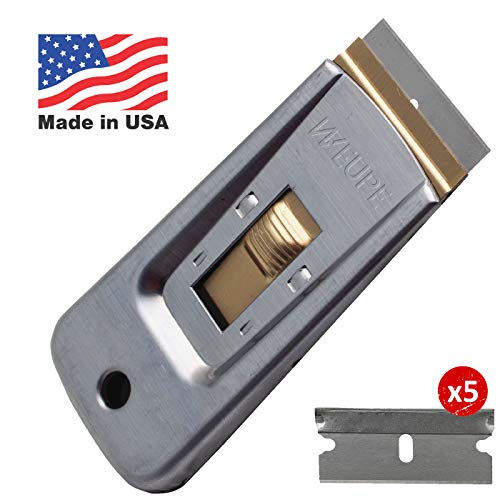 Razor Blade Scraper Tools (Set of 2), Window Scraper, Glass Cooktop Scraper & Paint Scraper, Car Decal, Sticker and Glue Remover Razor Holder with 10 Replaceable Single Edge Blades