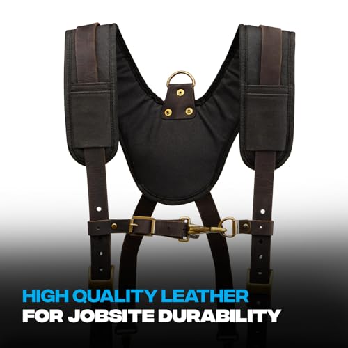 OX Tools Pro Oil Tanned Leather Tool Belt Suspenders for Men - Heavy Duty & Padded Support w/Adjustable Chest Strap OX-P263501 - Tirantes Para Bolsas de Construccion - color: Suspenders