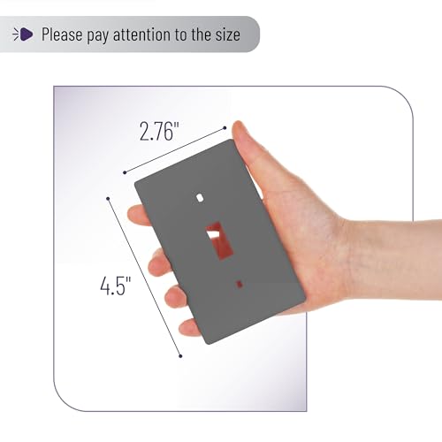 Bates- Light Switch Cover, Pack of 10, 1 Gang, Grey, Single Light Switch - color: Gray, size: 10 Pack, Standard-Size