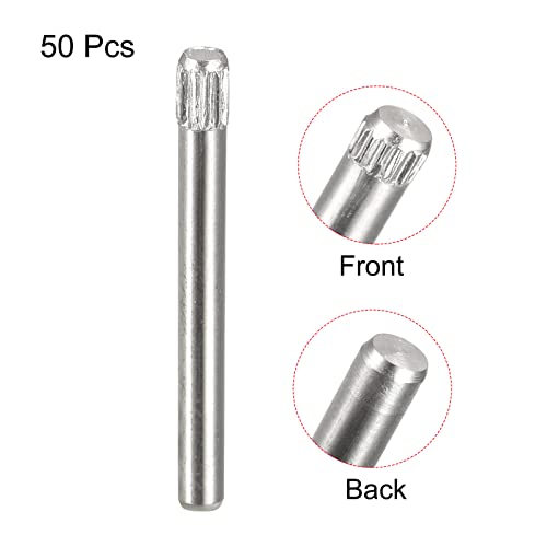 uxcell 2x20mm 304 Stainless Steel Dowel Pins, 50Pcs Knurled Head Flat Chamfered End Dowel Pin, Wood Bunk Bed Shelf Pegs Support Shelves Fasten Elements - size: 2x20mm