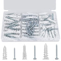 Self Drilling Drywall Anchors, 3 Size 114PCS Heavy Duty Dry Wall Anchors and Screws Kit for Hanging Sheetrock, 57 Self-Tapping Plastic Drywall Hangers and 57 Sheet Rock Screws-50/75/95 Lbs - size: 3size-57pcs