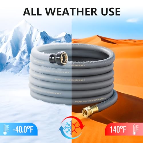 Garden Hose 5/8"x 5ft Brass Rubber Heavy Duty Water Hose 600 PSI Grey - color: Gray, size: 5FT