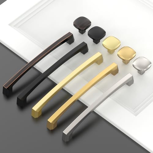 Asidrama 10 Pack 7 inch Brushed Gold Kitchen Cabinet Handles - color: Brushed Gold, size: 7" Hole Center(177mm)