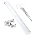 OfficeGoods 3-Piece Acrylic Desk Set, Clear with Silver Metal - color: Silver