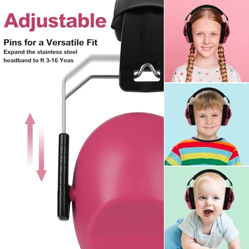 Floriogra Noise Cancelling Headphones for Kids/Toddler 28dB SNR Ear Muffs - color: Rose Pink