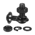 M METERXITY 10 Set M6 x 16mm Flanged Button Head Socket Cap Screws, Black 304 Stainless Steel 18-8 Hex Socket Head Screws Bolts, Nuts, Flat & Lock Washers for DIY, Furniture, Automotive - size: M6 x 16mm