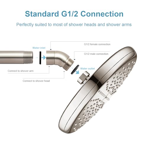 OFFO Shower Head Elbow Adapter, Brushed Nickel All Metal Handheld Shower Head Elbow Adapter Shower Arm Angle Adapter 135 Degrees (Pack of 2) - color: Brushed Nickel, size: 135° (Pack of 2), style: 135°