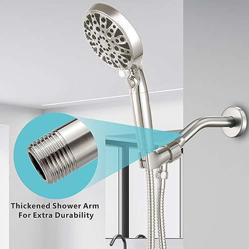 Shower Arm with Flange, 6 Inches Wall Mount Replacement Shower Head Arm For Fixed Shower Head and Handheld Showerhead, Brushed Nickel - color: Brushed Nickel, style: 6 Inch