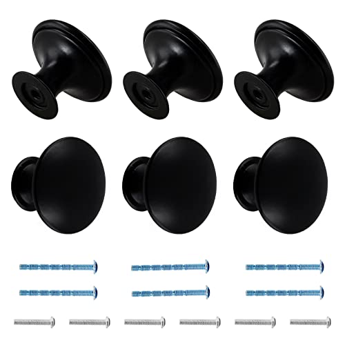Black Cabinet Knobs 1.18" Diameter, 6 Pcs - color: Matte Black, size: 6 Pack
