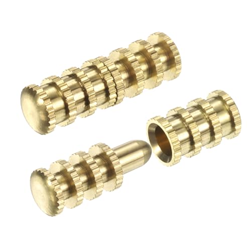 PATIKIL Table Leaf Dowel Pin 8x30mm, 10 Pack Brass Table Bolt Sleeve Connectors Top Leaf Alignment Pins for Furniture Desk, Golden - size: 8x30mm