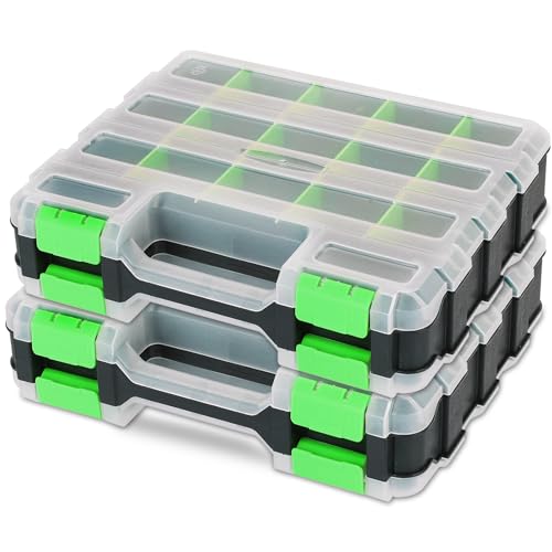 Small Parts Organizer 2Pack Storage Case Tools Box 34-Compartments - color: Green