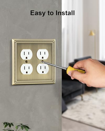 2-Pack Double Duplex Outlet Cover, Antique Brass - size: Double Duplex 2PK