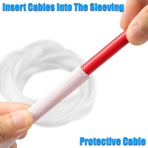 25ft PET Expandable Braided Cable Sleeve 1/6inch(4mm) Pet Braided Cable Sleeve for Audio Video Device Wire Automotive Wire (White) - color: White, size: 4mm"(1/6 inch)