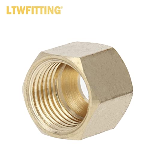 LTWFITTING Assortment Kit Tube OD 1/8" 3/16" 1/4" 5/16" 3/8" Brass Compression Nut Set (Pack of 125)