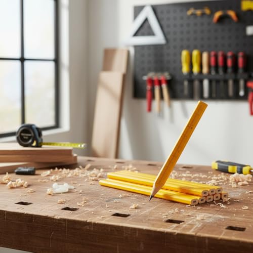 KR. LIF Carpenter Pencils with CM Scale – Framing Construction Pencil for Contractor & Woodworking 14-Pack (Yellow) - color: Yellow