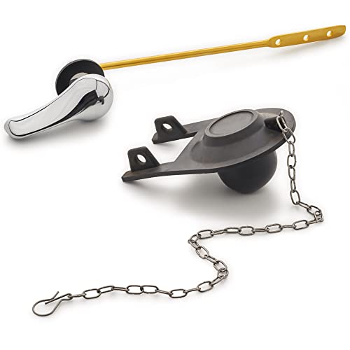 Qualihome Front Mount Chrome Toilet Handle Replacement Kit with 2 Inch Universal Toilet Flapper Replacement Kit and Stainless Steel Toilet Flapper Chain - color: Chrome