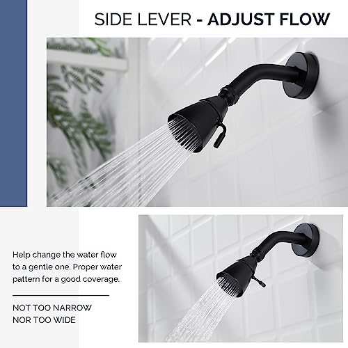 Angle Simple High Flow Shower Spray Head Adjustable, G 1/2, Matte Black - color: Matte Black