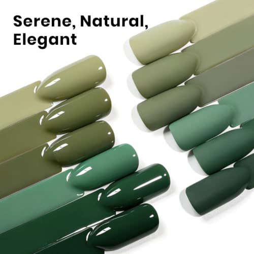 beetles Green Gel Polish Set, 6 Olive Sage Forest Green Colors Gel - color: H - Creme | Wildwood Luxe