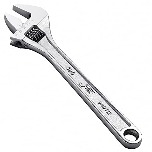 Jetech 12-Inch Adjustable Wrench - Professional Heavy Duty Chrome Vanadium Steel Shifter Spanner with Inch/Metric Scale Wide Caliber Opening - size: 12 Inch