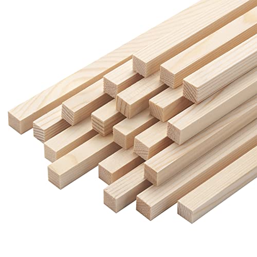 Square Wood Dowel Rods Wooden Craft Sticks, 20PCS 3/8" x 12" Wooden Square Dowel Rods for Crafting, Unfinished Hardwood Sticks Wood Pieces for Arts and DIYers, DIY Projects, Home Decor, Woodworking - size: 3/8"×12"-20PCS