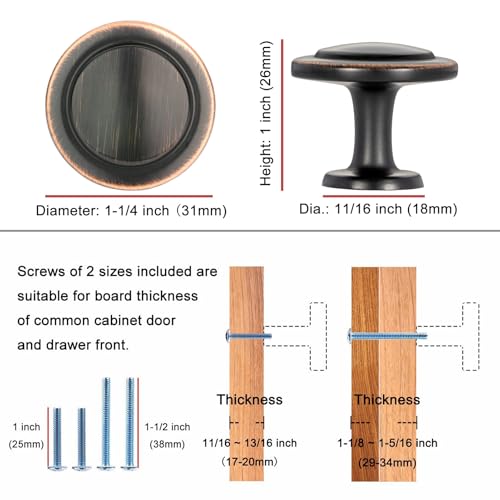 KOOFIZO 10 Pack Oil Rubbed Bronze Cabinet Knobs Pull Round Single Hole 1960 - color: Oil Rubbed Bronze, size: Knob 1 - 10Pcs, style: Round