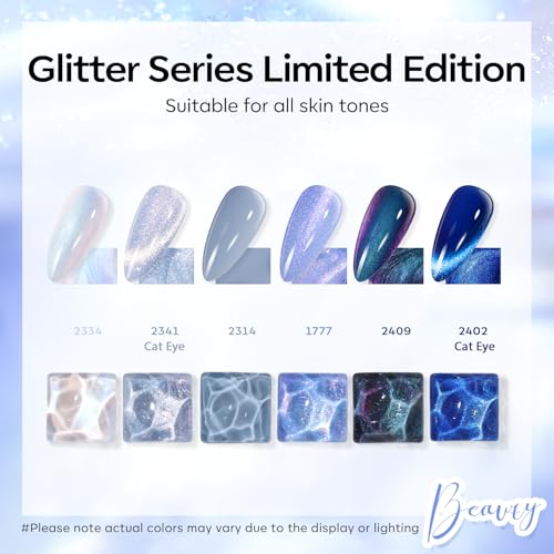 modelones Blue Gel Nail Polish Set 6 Color, Light Dark Blue White Galaxy - color: A A A2 Icy Blue Gala