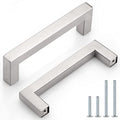 Probrico (10 Pack 4 Inch Modern Square Cabinet Handles Pulls Stainless Steel,T Bar Satin Nickel Handle Pull for Drawer Dresser Cupboard Wardrobe Bathroom Vanity,Kitchen Furniture Hardware - color: Brushed Nickel, size: hole center 4"