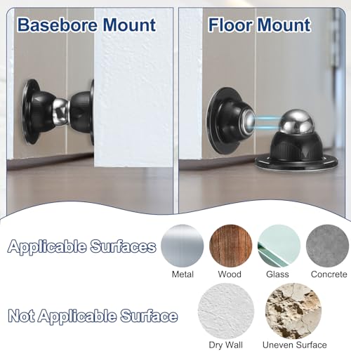 uxcell 2" Magnetic Door Stoppers, Magnetic Doorstops for Wall and Floor Mounting, No Drilling Door Holder with Adhesive for RV Baggage Doors, Home, Office, Gray - color: Gray