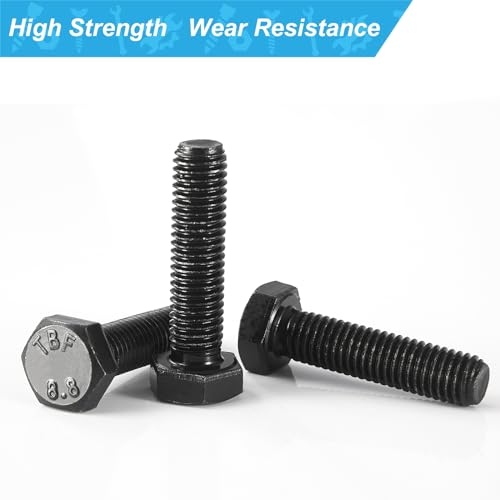 M6 x 16mm 20mm 25mm 30mm 40mm Hex Bolts, Hexagon Head Screw, 8.8 Grade Alloy Steel, Black Oxide Finish, Metric Full Machine Thread, Assortment Kit 50PCS - size: M6 x 16-40 mm(50PCS)
