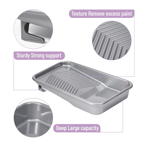 Bates- Paint Tray Set, 9 Inch, 62 pcs, 1x 9 Inch Paint Tray Liners, 60x Disposable Plastic Liners & 1x Roller Frame - size: 62 pcs