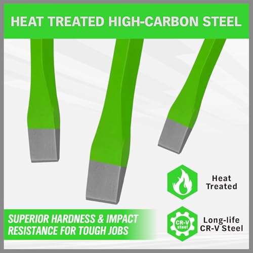 3-Piece Heavy Duty Cold Chisel Set, 3/8-Inch, 1/2-Inch, 5/8-Inch Premium Metal Chisels, Heavy Duty Carbon Steel Chisel Set for Carpentry, Masonry, Woodworking, Stone Chisels - size: 3PCS