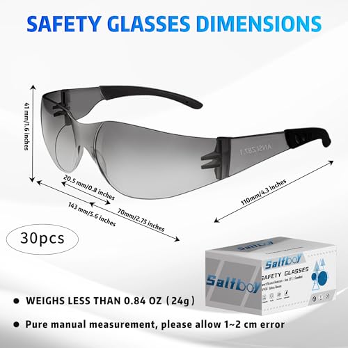 Salfboy Ansi Z87.1 Certified Safety Glasses, Bulk Protection Glasses - color: Grey