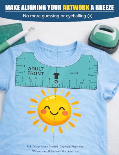 Vowlove T-Shirt Ruler for Front Back Design Alignment and Placement - color: 02 Cyan
