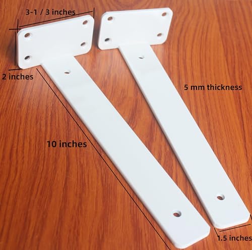 2 Pack - 10 inch White Hidden L Shelf Bracket (1/5 Inch Thicked) Iron Floating Shelf Brackets Rustic Industrial Metal Brackets for Shelf Support - size: 10 Inch, style: White 2 Pack