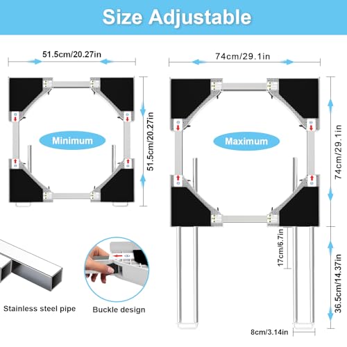 Washer Dryer Stacking Kit - Adjustable Design Fits Most Washers & Dryers | Adjustable 24" - 29" - Universal Stacking Kit with Pull-Out Drying Rack for Laundry Room - Space-Saving - style: Stacking Kit with 4 Tube Racks