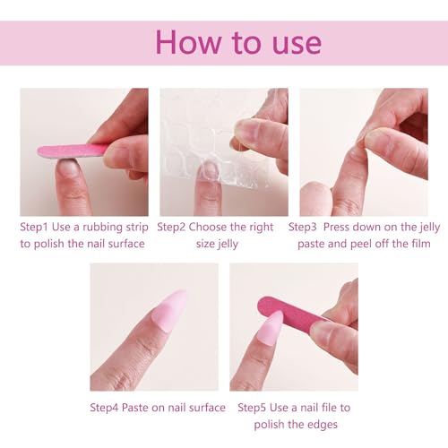 Halation Press On Nails Medium Square,Pink Fake Nails with French Tip and Line Design, Reusable Stick On Nails Glossy Finish False Nails for Women,12Sizes-24 Nail Kit
