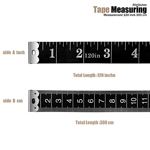 Tape Measure Body Measuring Tape, 120 Inch Soft Fabric Measuring Tape for Sewing Cloth Measurement, Double Scale Tailor Ruler for Weight Loss Medical Measurement Nursing Craft(2 Pack/Black) - color: Black
