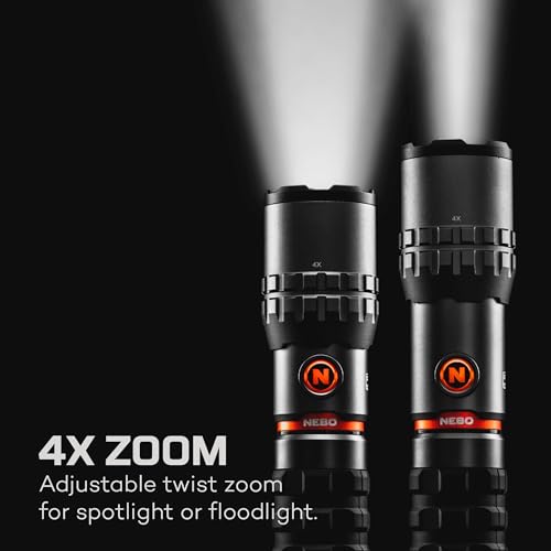 NEBO SLYDE KING Flashlight | High Lumens, Rechargeable COB Work Light & LED Flashlight, Waterproof, Magnetic Base, Great for Camping & Hunting, Includes Charging Cable - color: Storm Gray