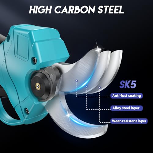Upgraded Electric Pruning Shears, 1.4" Cutting Diameter Cordless Pruner with LCD Display, Brushless Motor, 2×2.0Ah Rechargeable Batteries & Extra Blade for Garden Trees and Branches - style: LCD-1.4" blue