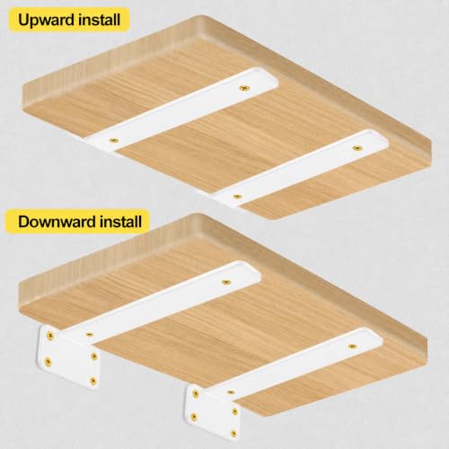 12 Pack - 6 inch White Hidden L Shelf Bracket (1/5 Inch Thicked) Iron Floating Shelf Brackets Rustic Industrial Metal Brackets for Shelf Support - size: 6 Inch, style: White 12 Pack