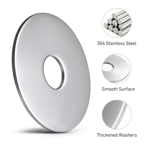 100PCS 3/8" x 7/8" Flat Washers, 304 Stainless Steel 18-8, 3/8" ID x 7/8" OD Hardware Washers for Screws Bolts - color: Silver, size: SAE 3/8