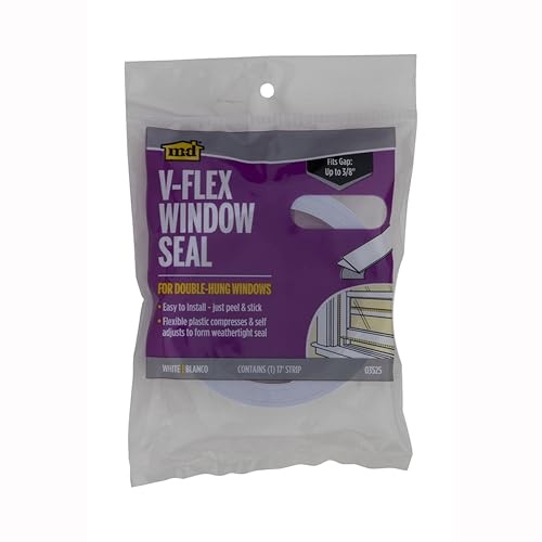M-D Building V-Flex Window Seal Weatherseal, White, 17ft x 3/8in - size: 1 Count (Pack of 1)