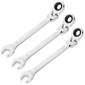 3 Pack 10mm Flex Head Ratcheting Wrench, 10mm Ratcheting Combination Wrench, Chrome Vanadium Steel Gear Wrench, 5° Movement, 72 Tooth