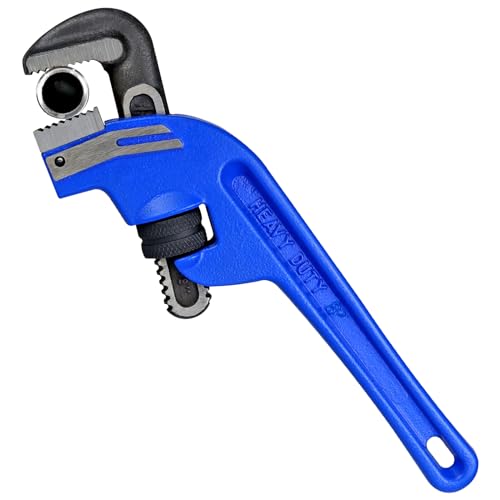 8 Inch End Pipe Wrench, Jaw Opening 1.5"/38mm Adjustable Cast Iron offset Handle Plumbing Wrench, Perfect Plumbers Tool for Oil Field, Plumbing, Auto Repair, Construction and Mechanics - size: 8-IN, style: End