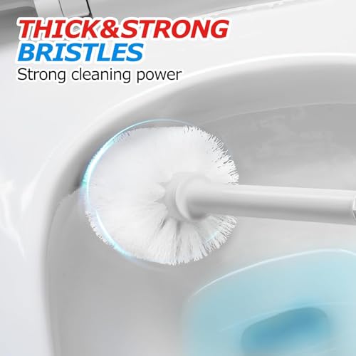 FORASTO 2Pack 2 in 1 Toilet Brush and Plunger Set,Clean Gloves, Extended Handle Plunger，Toilet Bowl Brush Plunger Set,Bathroom Cleaning Tools,Toilet Brush Plunger Combo,Cleaning Brush(Light Grey) | 21", Cleaning Gloves, Heavy Duty Rubber Toilet Bowl Clean