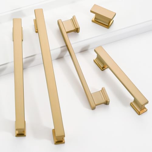 Champagne Bronze Kitchen Square Cabinet Handles 5 Inch 10 Pack - color: Champagne Bronze, size: 5"/128MM Hole Center
