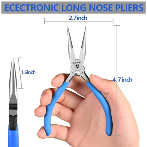Smooth Jaw Needle Nose Pliers, mshandto 4.8" Non-Serrated High Carbon Steel Long Nose Pliers for Jewelry Making, Wire Bending & Craft DIY, Electronics Repair, Object Grasping Precision Pliers - size: 4.8"-1Pack-Smooth Jaw
