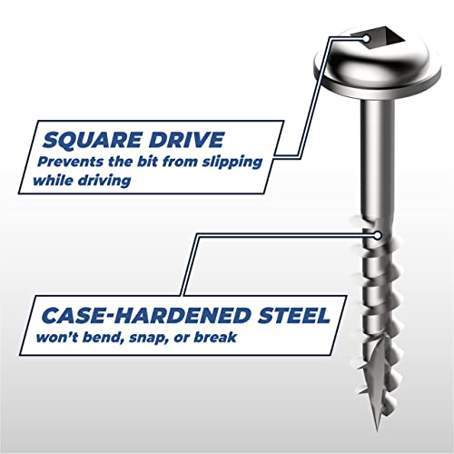 Kreg Stainless Steel Pocket Hole Screws - SML-C125S5-100 - 1-1/4-Inch - Coarse Thread - Maxi-Loc Head - Outdoor - 100 Count