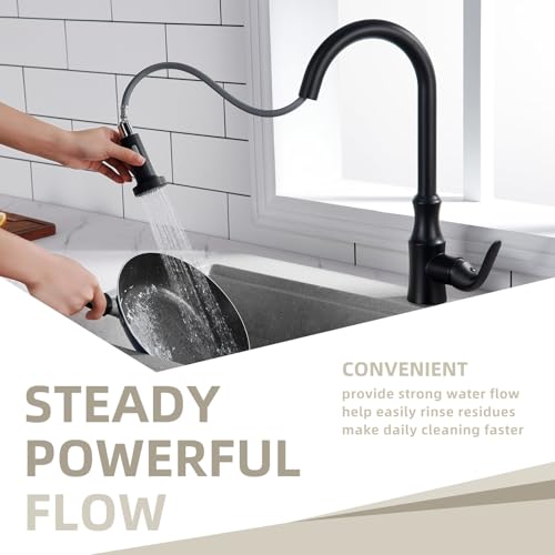 Angle Simple Kitchen Faucet Head Matte Black, NSF/ANSI/CAN 61 & 372 Tested - color: Matte Black