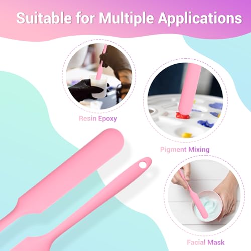 Gartful 6PCS Silicone Spatula Sticks, Non-Stick Epoxy Resin Mixing Sticks Scraper Tools, Reusable Stirring Rods for Resin, Paint, Waxing, Liquid, Arts Crafts Supplies, Facial Mask, Pink - color: Pink, size: Large
